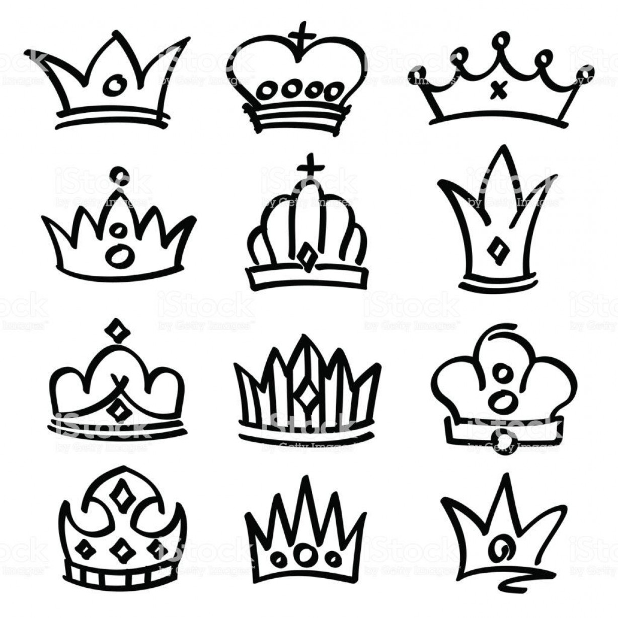 1228x1228 Best Princess Crown Drawing Vector Drawing Soidergi - Line Drawing Crown
