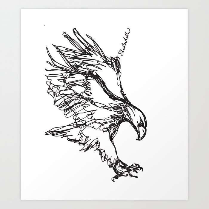 700x700 Eagle Landing - Line Drawing Eagle