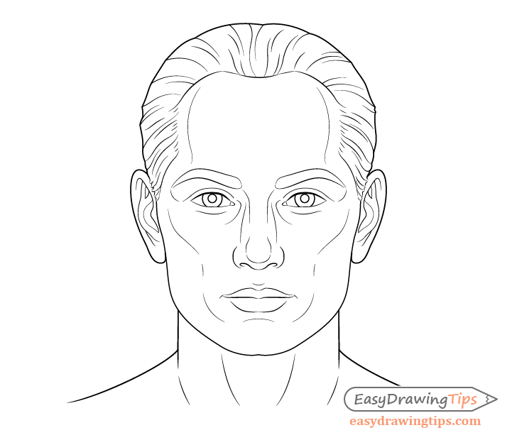 728x620 How To Draw A Male Face Step - Line Drawing Face