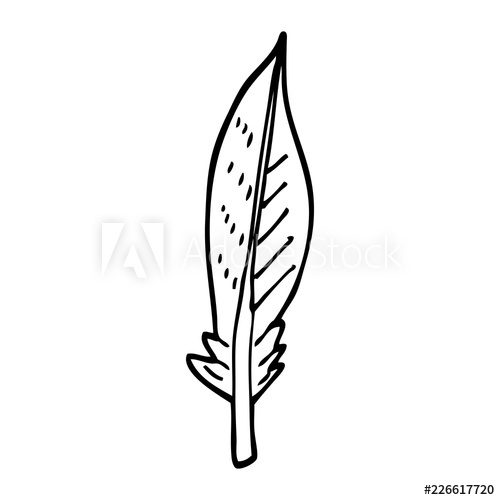 500x500 Line Drawing Cartoon Golden Feather - Line Drawing Feather