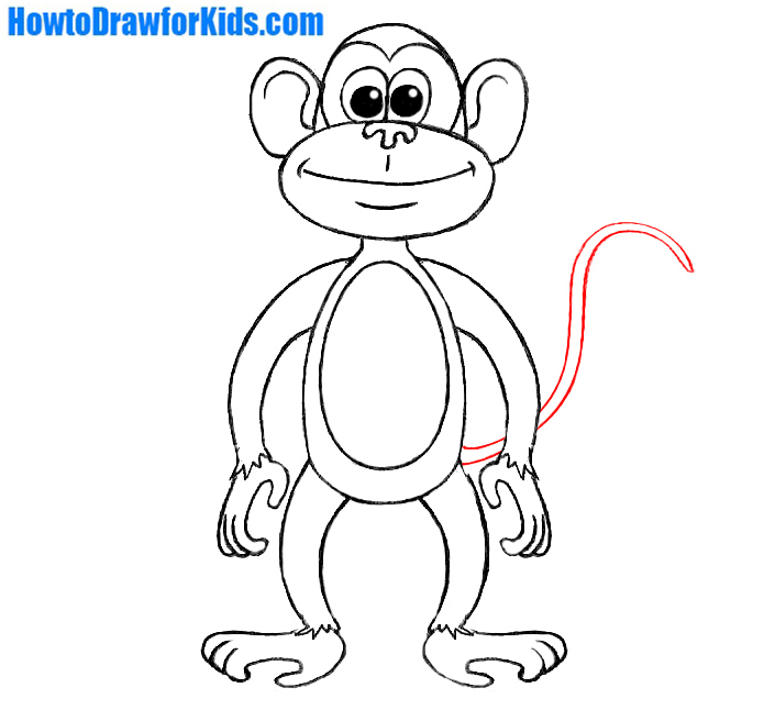 695x656 How To Draw A Monkey For Kids How To Draw For Kids - Line Drawing For Kids