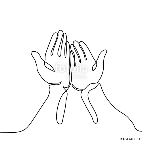 500x500 Hands Palms Together Continuous Line Drawing Vector Illustration - Line Drawing Hand