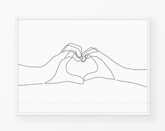 340x270 Line Drawing Print Etsy - Line Drawing Hand