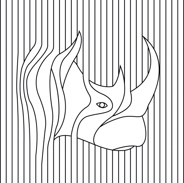 626x623 Line Drawing Of Rhino Head Vector Illustration Vector Premium - Line Drawing Images