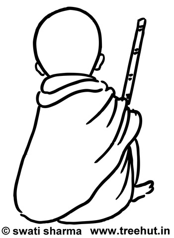 350x480 Mahatma Gandhi Clip Art - Line Drawing Images