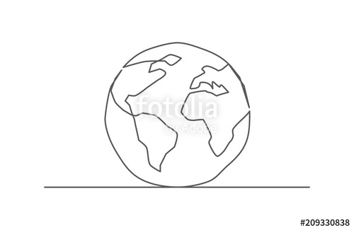 500x325 Globe One Line Drawing Stock Photo And Royalty Free Images - Line Drawing Images Free