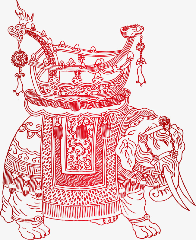 650x795 vector decorative red line drawing elephants, line vector, line - Line Drawing Images Free