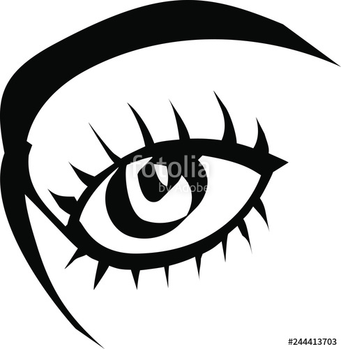 489x500 Eye Minimalist Black Continuous Line Drawing Stock Image - Line Drawing Images Free