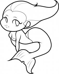 244x302 How To Draw How To Draw A Mermaid For Kids - Line Drawing Mermaid
