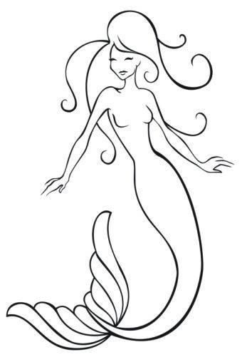 340x501 Yes Tattoos!!! In Mermaid - Line Drawing Mermaid