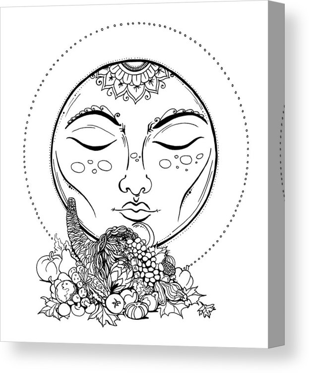 623x750 Harvest Moon Line Drawing Canvas Print Canvas Art - Line Drawing Moon