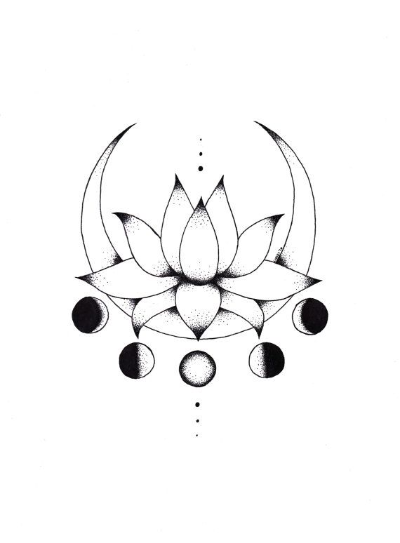 570x774 Lily Drawing Moon For Free Download - Line Drawing Moon