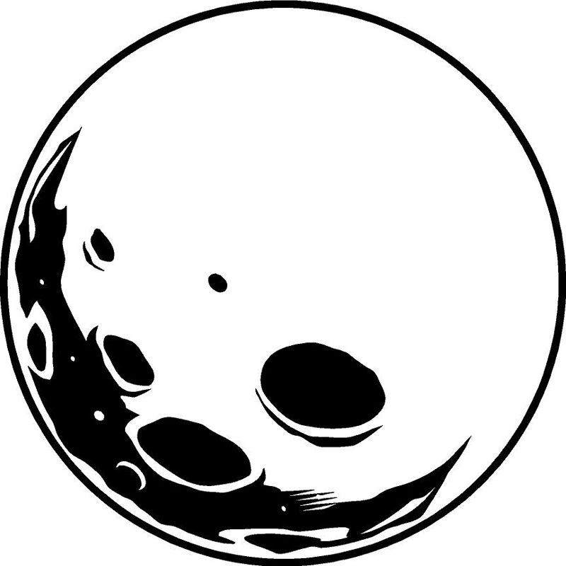 800x800 Moon Outline Wall Decal In Laserprinter Moon Outline - Line Drawing Moon