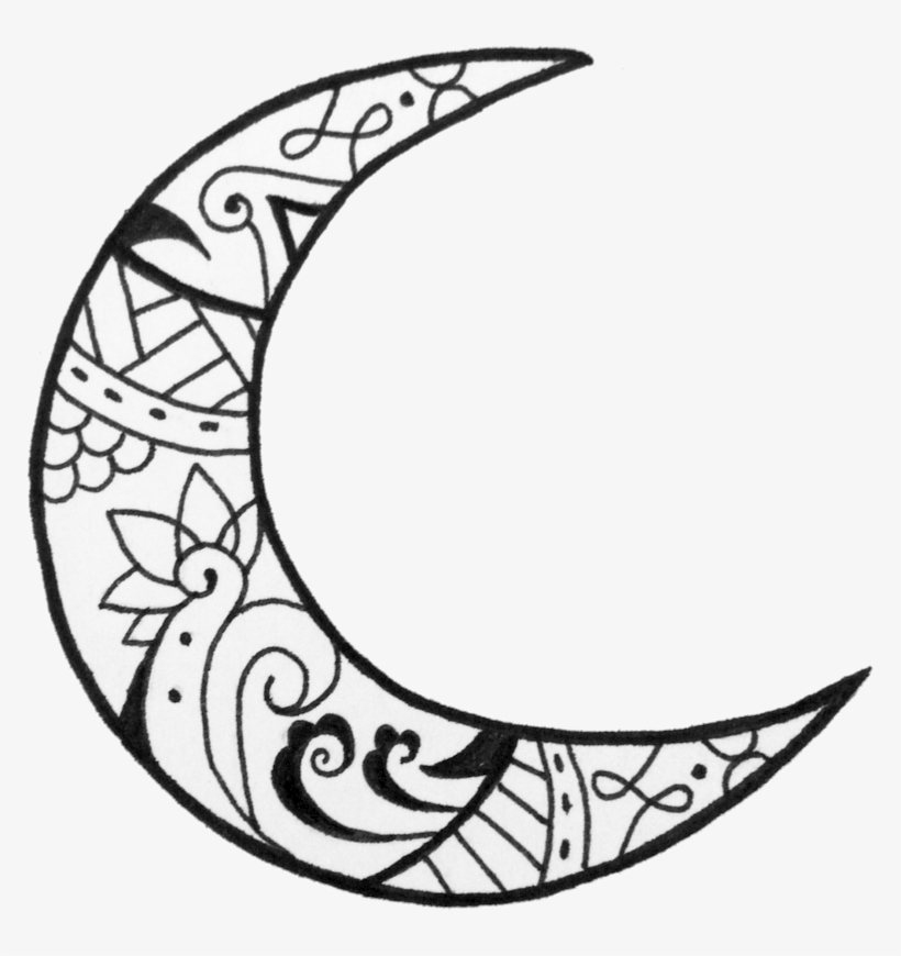 820x870 Moon Crescent Drawing - Line Drawing Moon