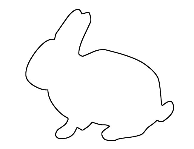 650x500 Rabbit Shape Templates And Crafts Colouring Pages Free - Line Drawing Of A Bunny