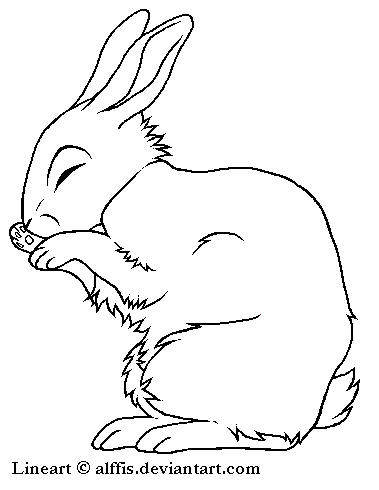 379x490 Rabbit Line Art Group With Items - Line Drawing Of A Bunny