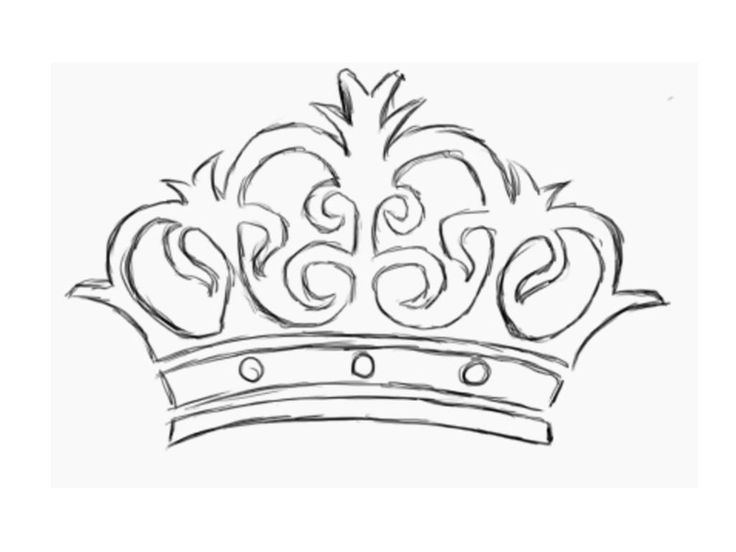 736x552 Crown Lineart Free Download - Line Drawing Of A Crown