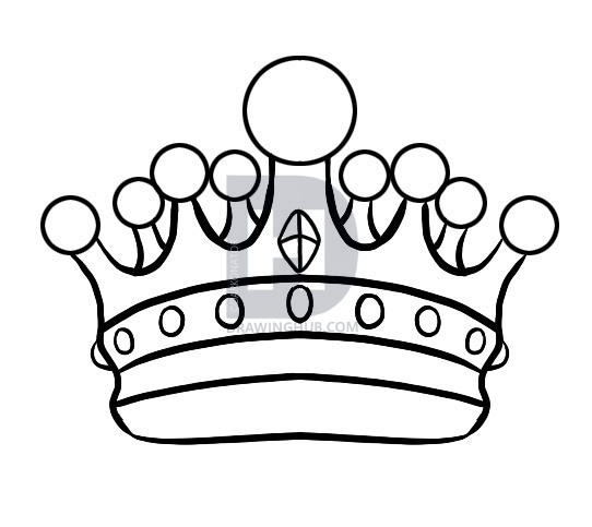 542x483 How To Draw A Crown, Step - Line Drawing Of A Crown