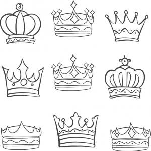 300x300 Set Of Drawing Crowns Vector Illustration And Icons Image Soidergi - Line Drawing Of A Crown