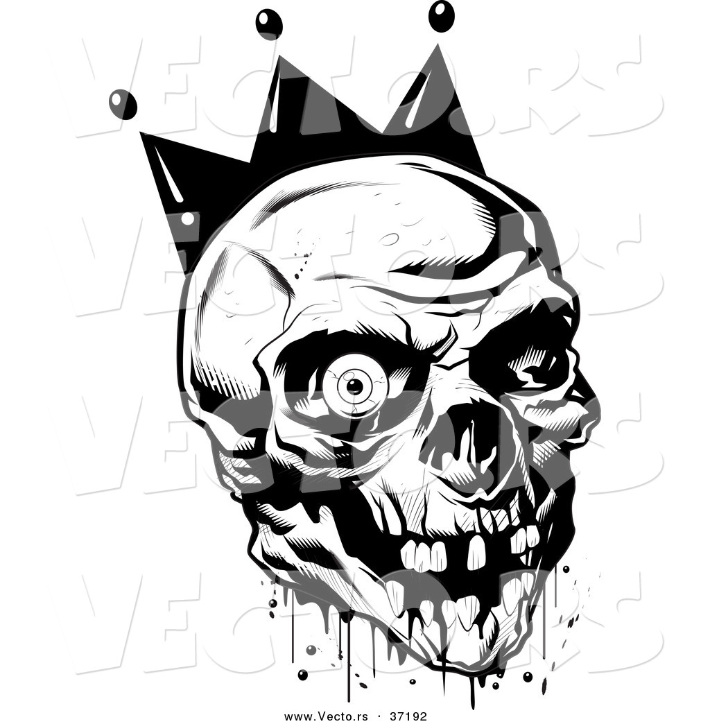 1024x1044 Vector Of Bloody Joker Skull Wearing King's Crown - Line Drawing Of A Crown