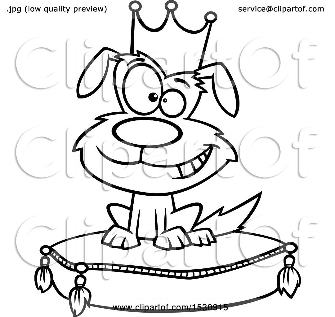 1080x1024 Clipart Of A Cartoon Outline Pampered Dog Wearing A Crown - Line Drawing Of A Crown