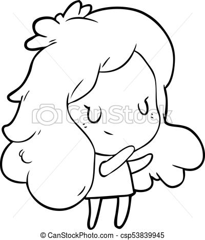 400x470 Girl Line Drawing - Line Drawing Of A Girl