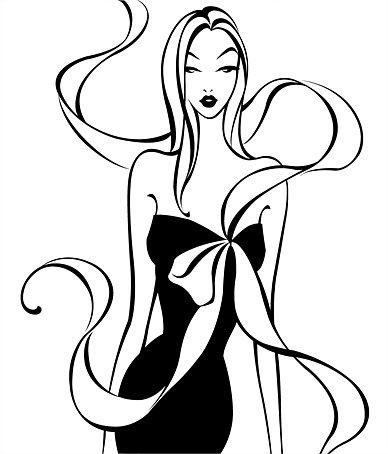 388x454 Illustrations - Line Drawing Of A Girl