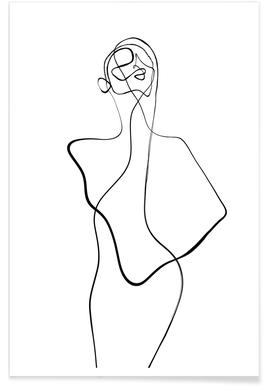 267x386 Line Art Prints And Drawings Juniqe Uk - Line Drawing Of A Girl