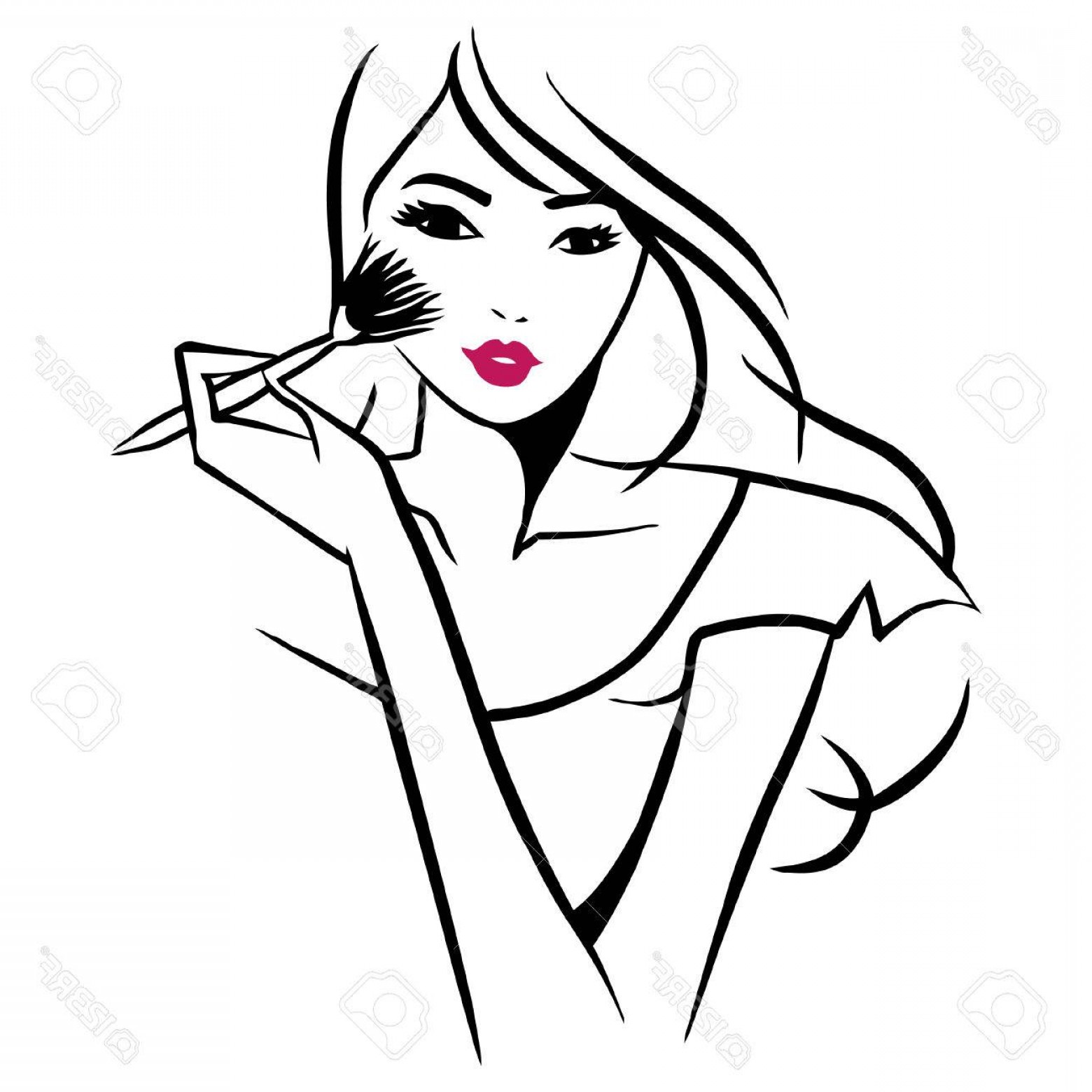 1560x1560 Simple Girl Lines Vector Soidergi - Line Drawing Of A Girl