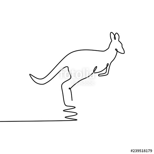 500x500 One Line Drawing Of A Kangaroo Vector Illustration Stock Image - Line Drawing Of A Kangaroo