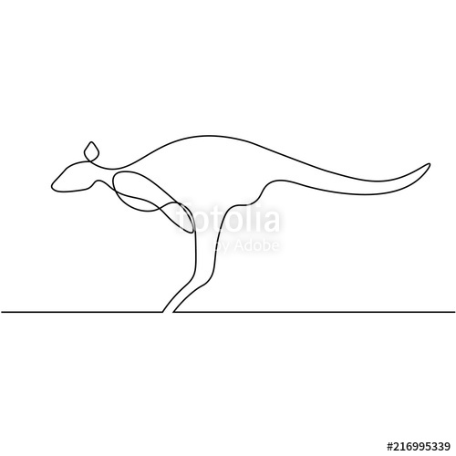 500x500 One Line Kangaroo Design Silhouette Hand Drawn Minimalism Style - Line Drawing Of A Kangaroo
