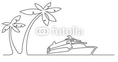 400x213 Continuous Line Drawing Of Palm Trees And Cruise Ship Buy Photos - Line Drawing Of A Palm Tree