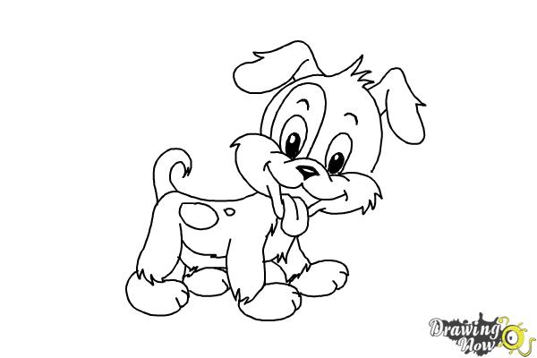 600x400 How To Draw A Cartoon Puppy - Line Drawing Of A Puppy