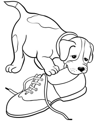 300x388 Puppy Dog Chewing On Shoe Clipart - Line Drawing Of A Puppy