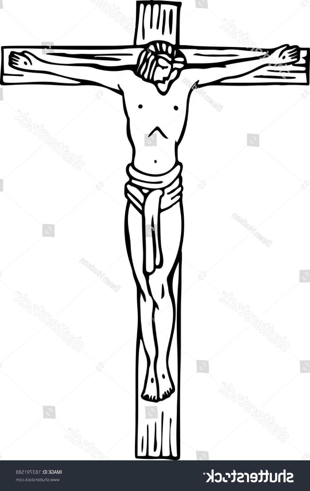 1010x1600 Best Stock Vector Line Drawing Of Jesus On The Cross At Calvary Image - Line Drawing Of Cross