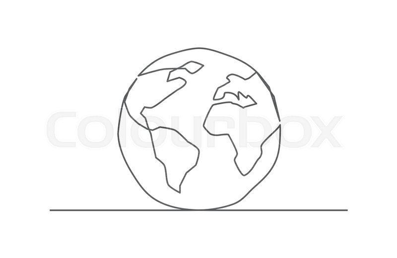 800x520 Globe One Line Drawing On White Stock Vector Colourbox - Line Drawing Of Globe