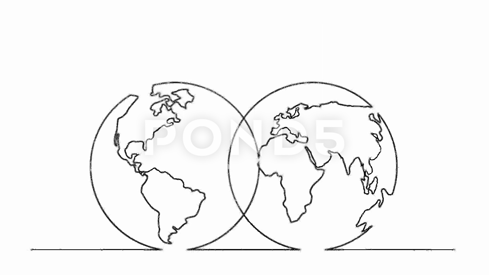 1920x1080 Video Continuous Line Drawing Of Planet Earth Globe - Line Drawing Of Globe