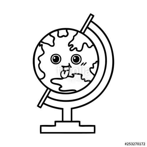500x500 Line Drawing Cartoon Globe Of The World Stock Image And Royalty - Line Drawing Of Globe