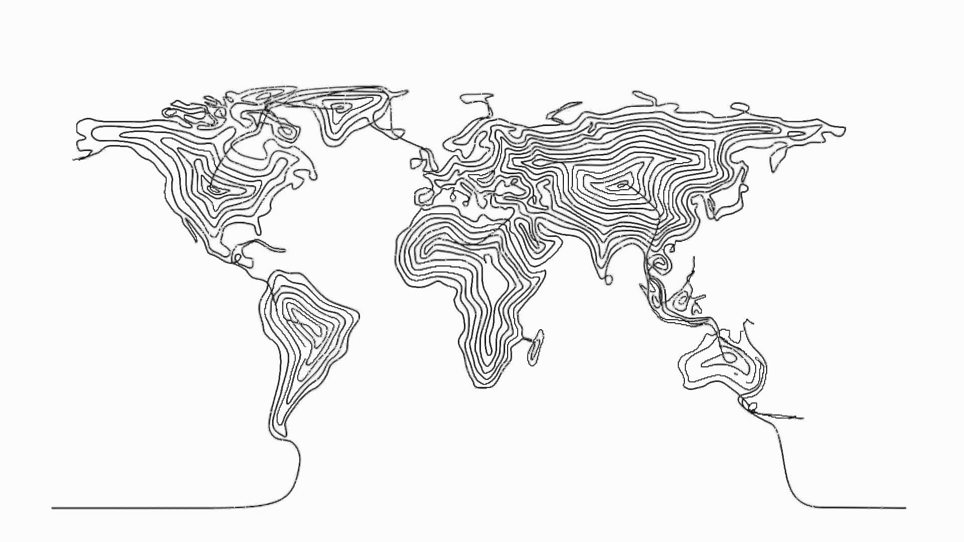 1920x1080 Continuous Line Drawing Of Planet Earth Flat Contour Map Motion - Line Drawing Of The Earth