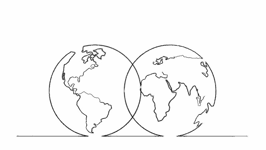 852x480 Drawn - Line Drawing Of The Earth