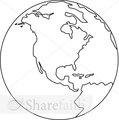 386x388 Earth Black And White Outline - Line Drawing Of The Earth