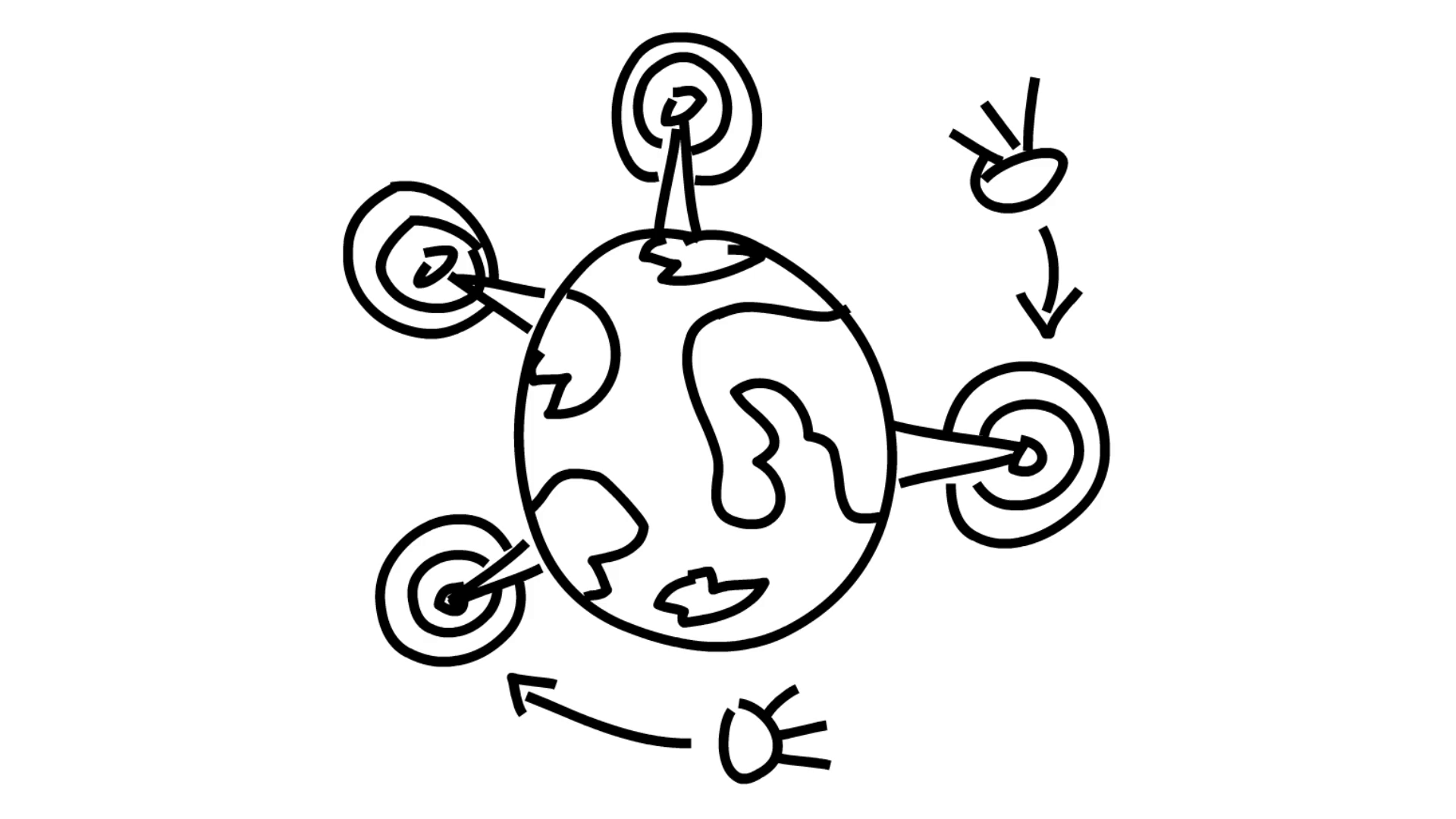 1920x1080 Satellite And Earth Line Drawing Illustration Animation - Line Drawing Of The Earth