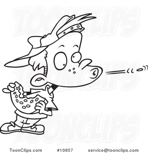 581x600 Cartoon Black And White Line Drawing Of A Boy Spitting - Line Drawing Of Watermelon