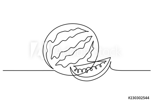 500x334 Continuous One Line Drawing Watermelon Berry Fruit Vector - Line Drawing Of Watermelon