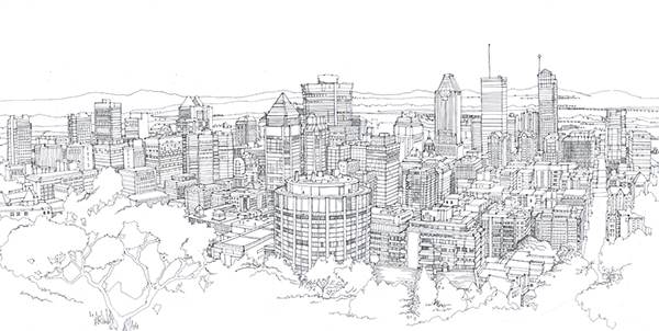 600x302 Line Drawing Of Montreal On Behance - Line Drawing Pictures