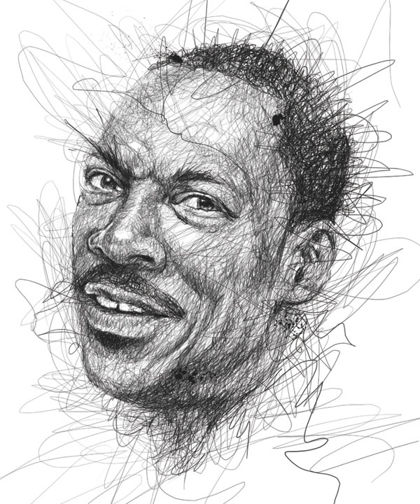 600x720 Portraits Made From Hundreds Of Scribbled Lines - Line Drawing Pictures