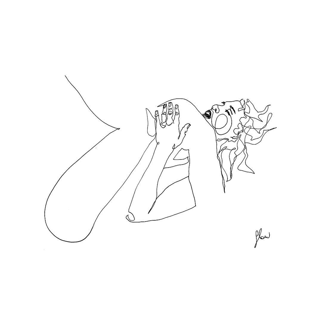 1080x1080 Sketch One Line Drawing Blue And Artist Uses Simple Line Drawings - Line Drawing Simple