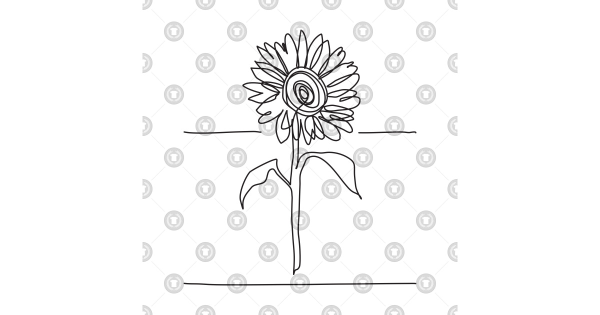 1200x630 Sunflower Line Drawing Black - Line Drawing Sunflower