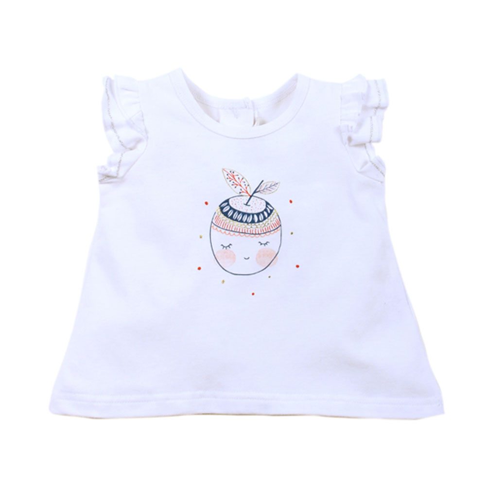 1000x1000 Baby Girls T Shirt Top Apple Print Line Drawing With Pretty Leaf - Line Drawing T Shirt