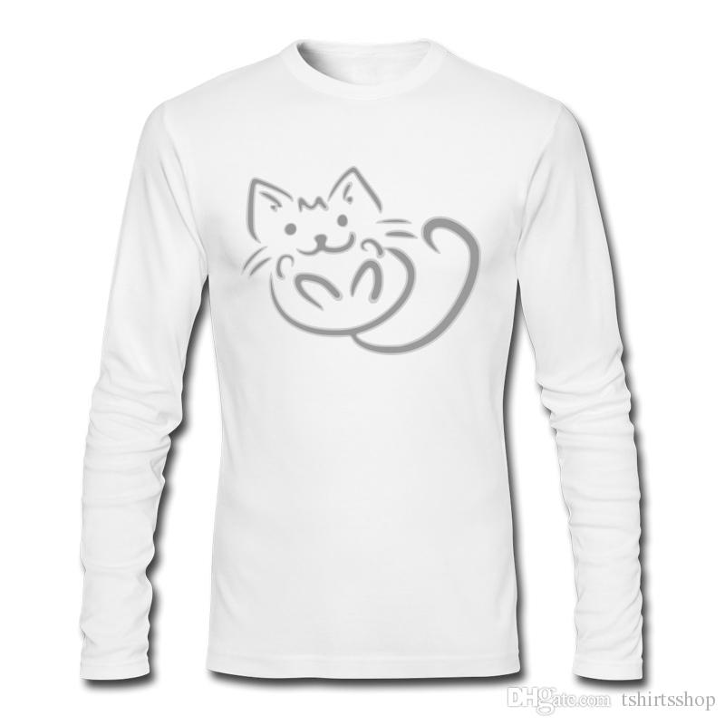 800x800 Funny Man T Shirts Cute Cat Simple Line Drawing Casual Special - Line Drawing T Shirt